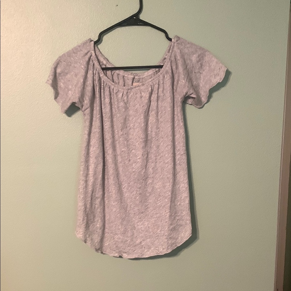 Chaser Grey Puff Sleeve Ruffled Blouse